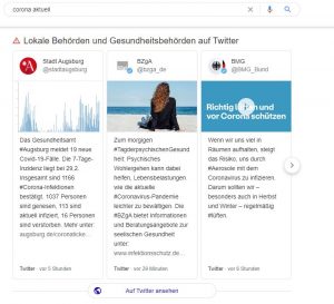 Twitter Ergebnisse bei Google