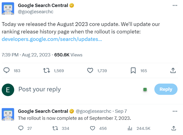 Abschluss Update Google