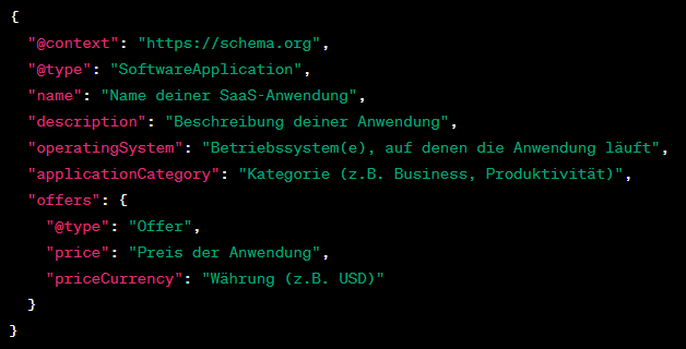 Beispiel Code für strukturierte Daten des Typs Software Application